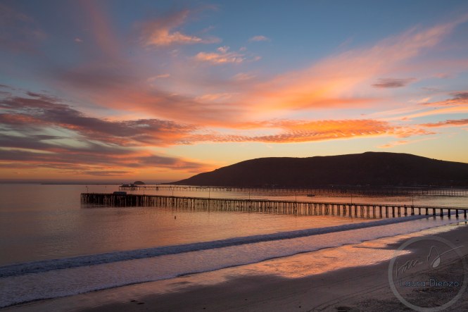 Sunset with colorful clouds in Avila Beach, CA